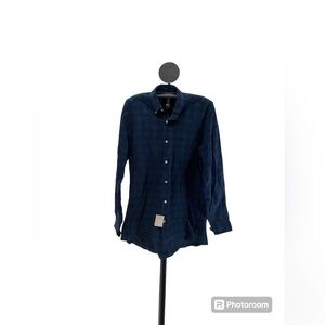 Tommy Hilfiger Navy Blue & Green Plaid Button Down Shirt - NWOT